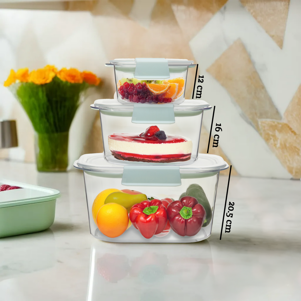 Orsina Airtight Food Storage Containers – Nesting Set of 3 Stackable Tubs