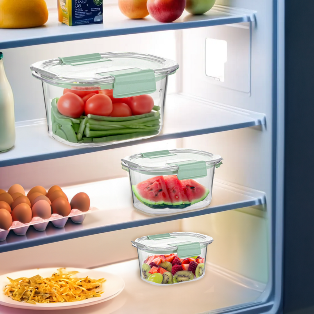 Orsina Airtight Food Storage Containers – Nesting Set of 3 Stackable Tubs