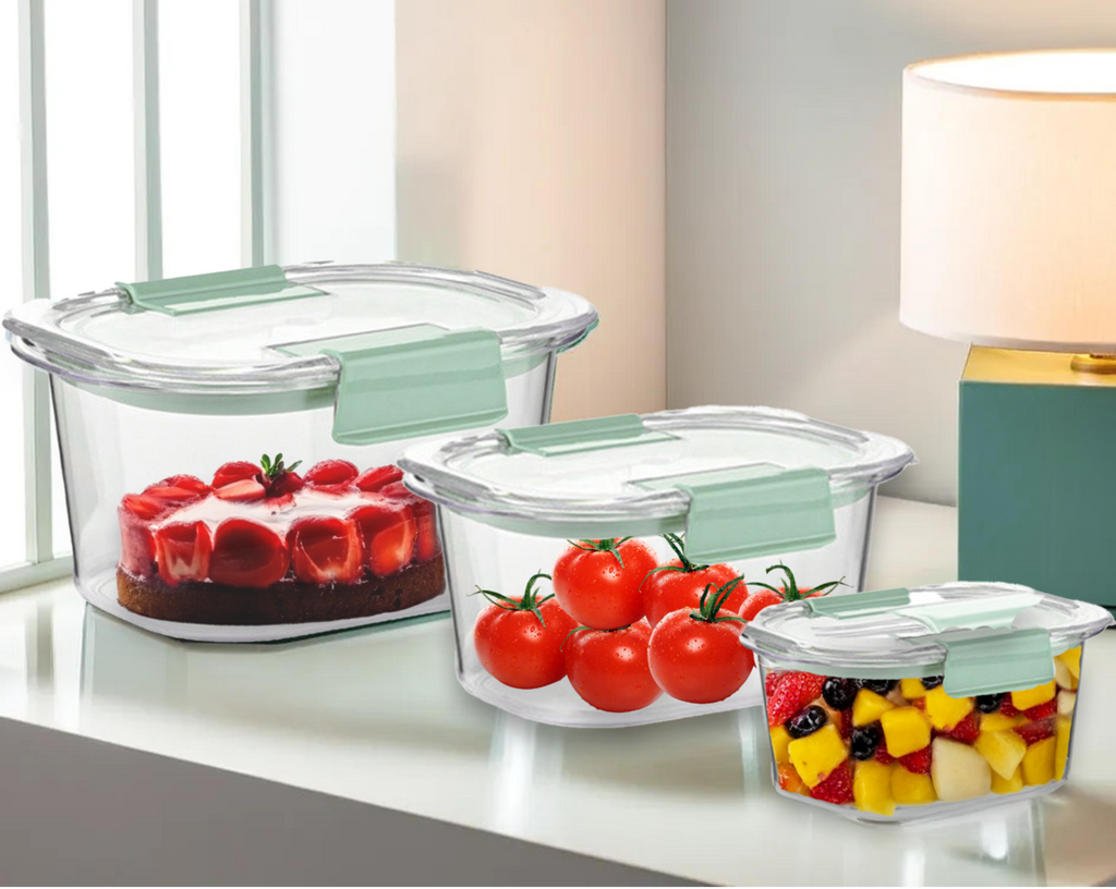 Orsina Airtight Food Storage Containers – Nesting Set of 3 Stackable Tubs