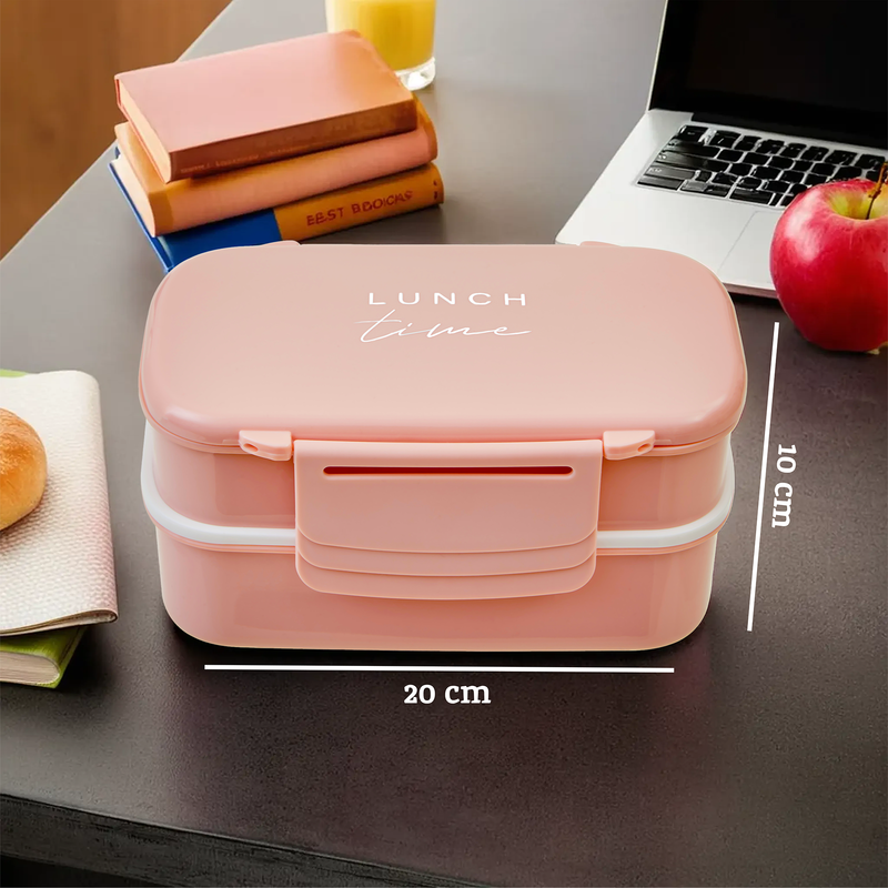 Orsina 5-Compartment Bento Lunch Box with Cutlery – Light Pink