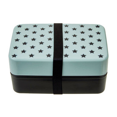 Orsina Two-Tier Stackable Lunch Box with Cutlery – Blue Star Pattern