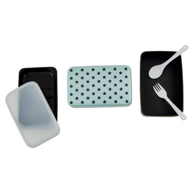 Orsina Two-Tier Stackable Lunch Box with Cutlery – Blue Star Pattern