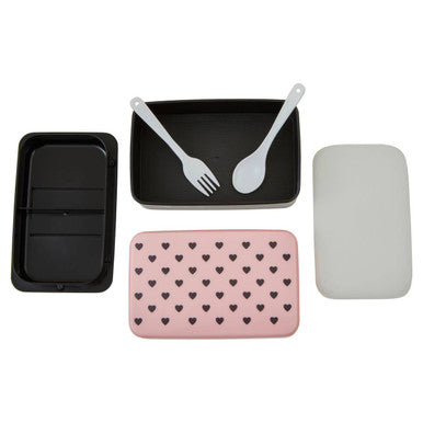 Orsina Grub Tub 2-Tier Heart Lunch Box with Cutlery – Light Pink