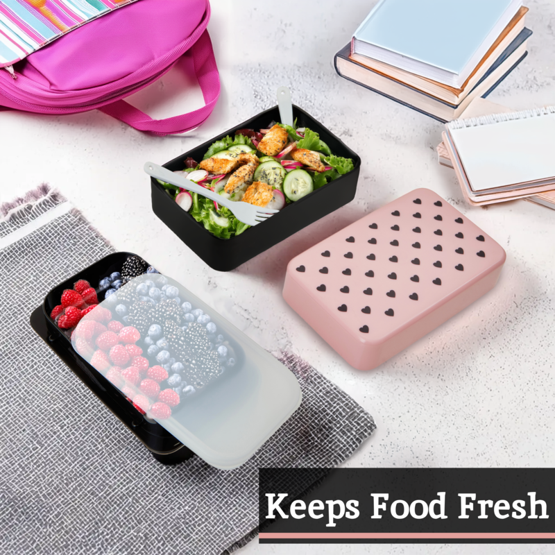 Orsina Grub Tub 2-Tier Heart Lunch Box with Cutlery – Light Pink
