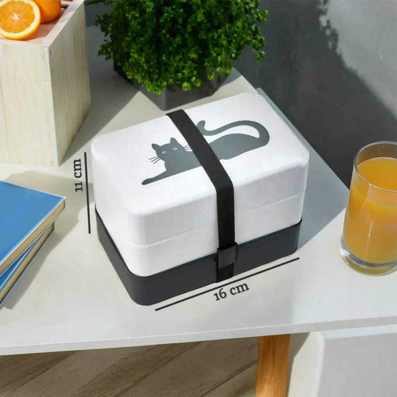 Orsina Cat Bento Lunch Box with Cutlery – 3-Tier Stackable Food Container