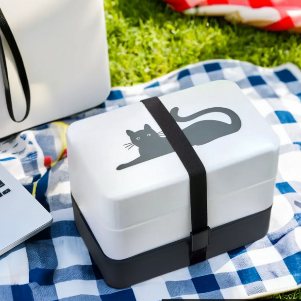 Orsina Cat Bento Lunch Box with Cutlery – 3-Tier Stackable Food Container