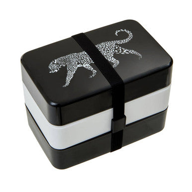 Orsina Leopard Lunch Box – 3-Tier Stackable Bento Box with Cutlery
