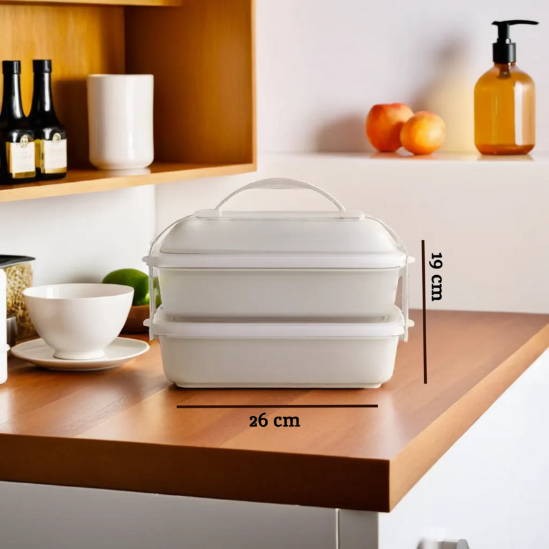 Orsina Grub Tub Lunch Box – 2-Compartment Bento with Cutlery, Grey