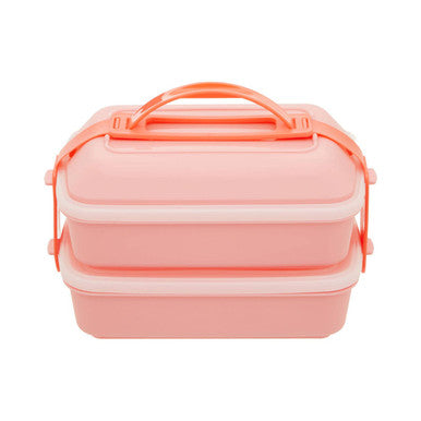 Orsina Grub Tub Pink Lunch Box with Cutlery | Dual Compartment Bento