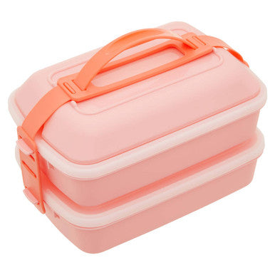 Orsina Grub Tub Pink Lunch Box with Cutlery | Dual Compartment Bento