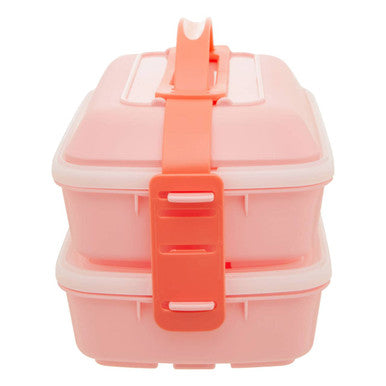 Orsina Grub Tub Pink Lunch Box with Cutlery | Dual Compartment Bento