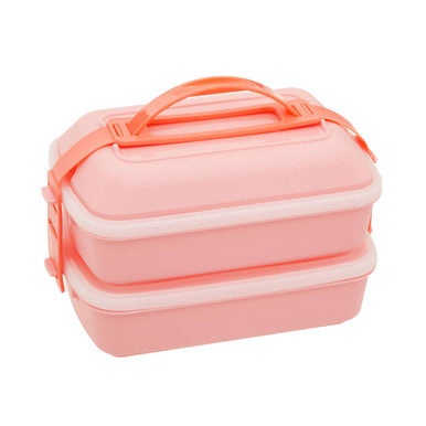 Orsina Grub Tub Pink Lunch Box with Cutlery | Dual Compartment Bento