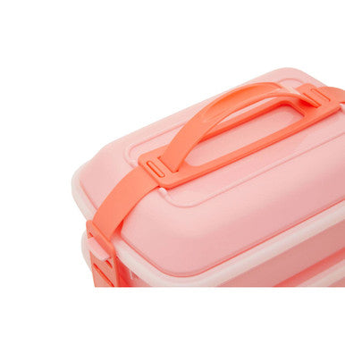Orsina Grub Tub Pink Lunch Box with Cutlery | Dual Compartment Bento