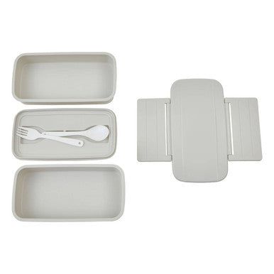 Orsina Grey Lunch Box with Cutlery – 2-Compartment Leakproof Bento