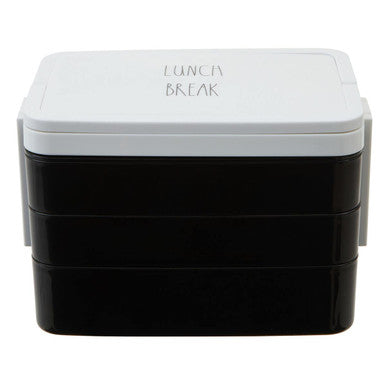 Orsina Grub Tub Bento Lunch Box with Cutlery – 3 Compartment Black