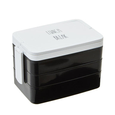 Orsina Grub Tub Bento Lunch Box with Cutlery – 3 Compartment Black