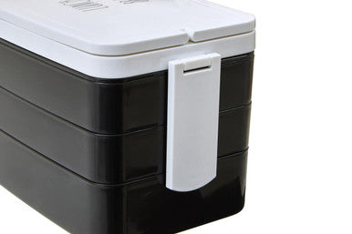 Orsina Grub Tub Bento Lunch Box with Cutlery – 3 Compartment Black