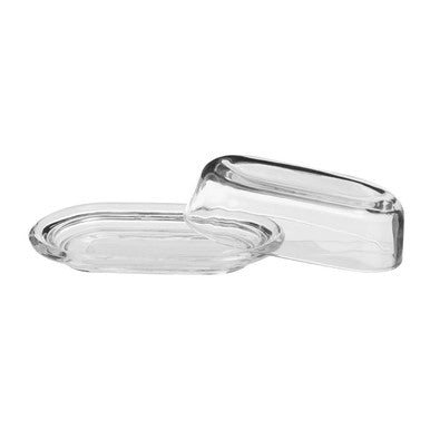 Orsina Olivia Clear Glass Butter Dish – Oval Serving Dish with Lid