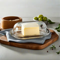 Orsina Olivia Clear Glass Butter Dish – Oval Serving Dish with Lid
