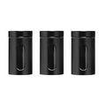 Orsina Kitchen Storage Jars – Set of 3 Black Enamel Canisters with Window