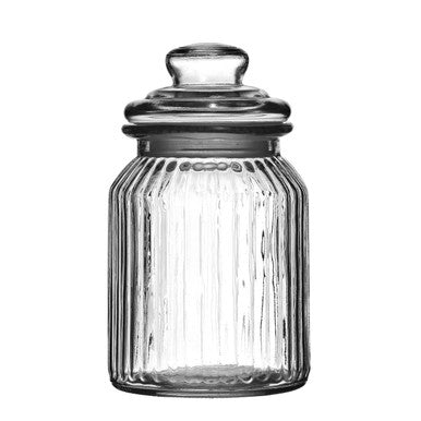 Orsina Abbie Ribbed Glass Storage Jar | 1000ml Airtight Kitchen Canister