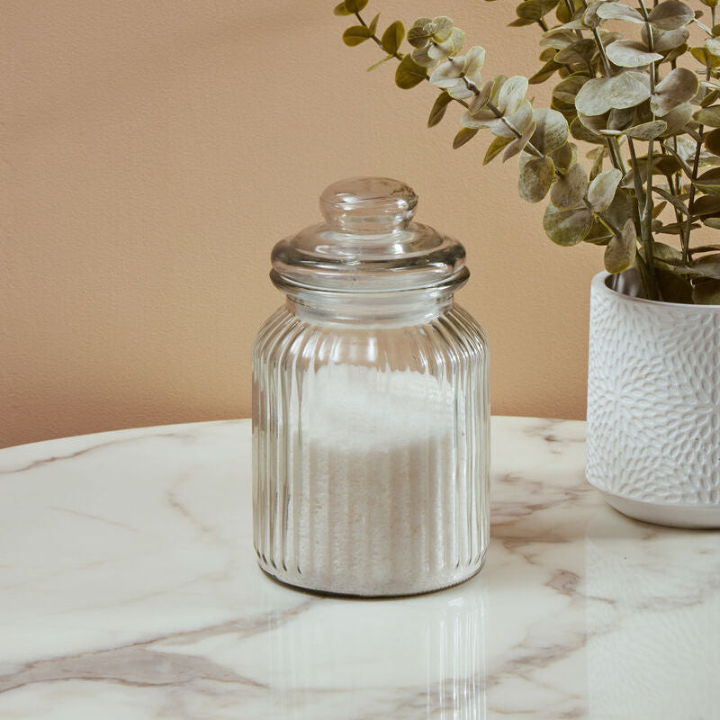 Orsina Abbie Ribbed Glass Storage Jar | 1000ml Airtight Kitchen Canister