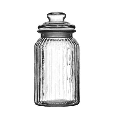 Orsina Abbie Ribbed Glass Storage Jar | 1300ml Bathroom Vanity Organizer