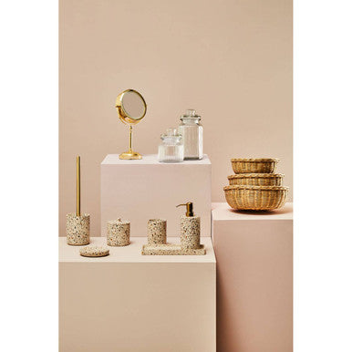 Orsina Abbie Ribbed Glass Storage Jar | 1300ml Bathroom Vanity Organizer