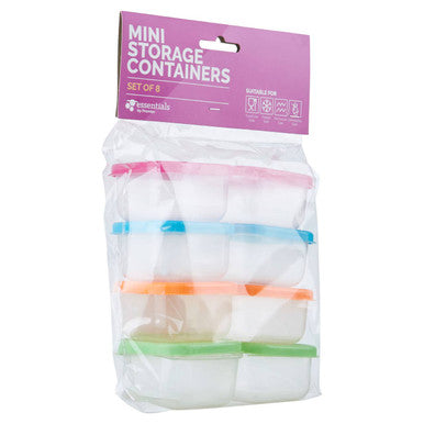 Orsina Mini Plastic Food Storage Containers | Set of 8 with Color Lids