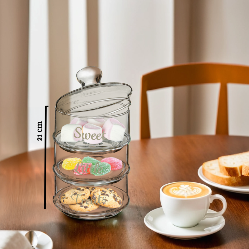 Orsina Olivia Stackable 3 Tier Glass Storage Jar | Pantry Organizer