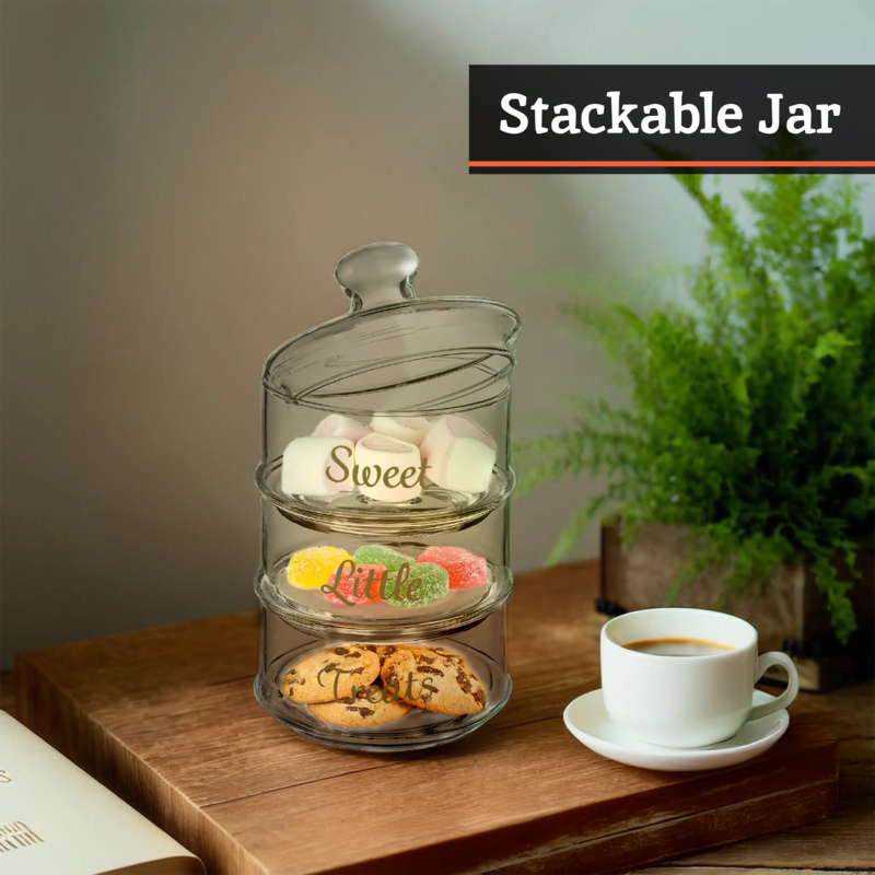 Orsina Olivia Stackable 3 Tier Glass Storage Jar | Pantry Organizer
