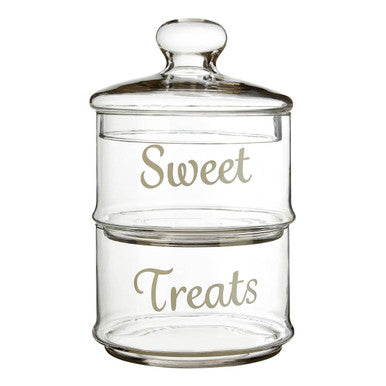Orsina Olivia Stackable 2 Tier Glass Storage Jar for Kitchen & Candy