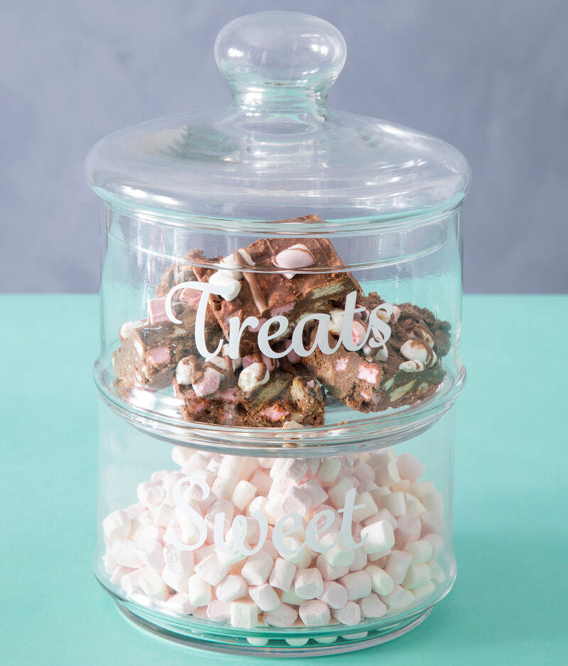 Orsina Olivia Stackable 2 Tier Glass Storage Jar for Kitchen & Candy