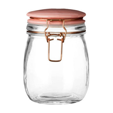 Orsina Luca Retro Glass Jar – 750ml Pastel Pink Pantry Storage Canister
