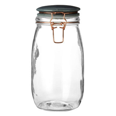 Orsina Luca Retro Glass Jar – 1500ml Pastel Grey Pantry Storage