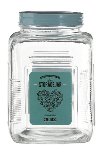 Orsina Luca Large Square Glass Storage Jar with Assorted Color Lid