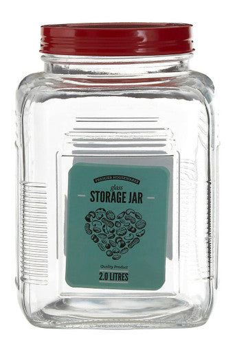 Orsina Luca Large Square Glass Storage Jar with Assorted Color Lid