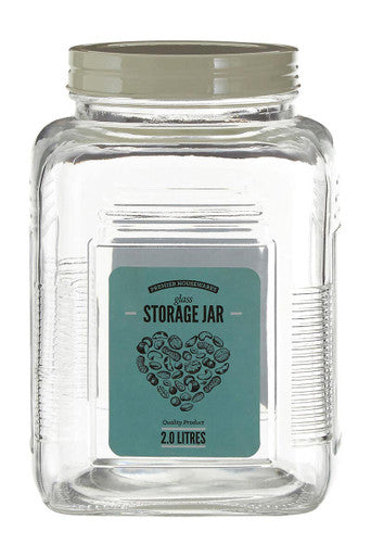 Orsina Luca Large Square Glass Storage Jar with Assorted Color Lid