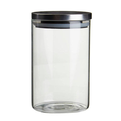 Orsina Freska Glass Storage Jar with Airtight Silver Lid - 990ml