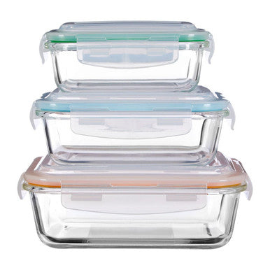 Orsina Freska Set of 3 Rectangular Borosilicate Glass Food Containers