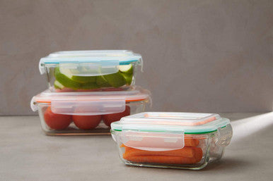 Orsina Freska Set of 3 Rectangular Borosilicate Glass Food Containers