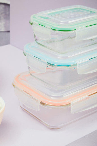 Orsina Freska Set of 3 Rectangular Borosilicate Glass Food Containers