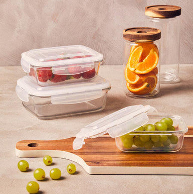 Orsina Freska Glass Food Storage Container - 640ml Airtight Meal Prep