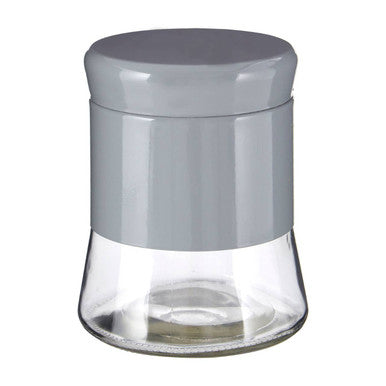 Orsina Luca Grey Steel and Glass Storage Jar - 800ml Kitchen Canister