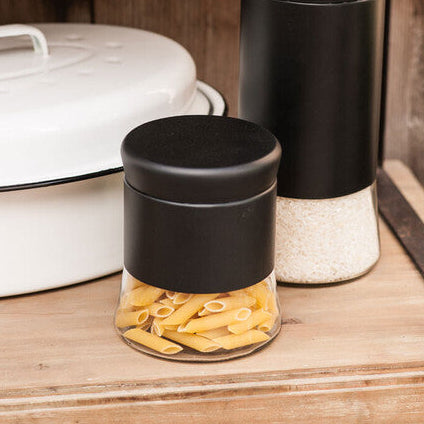 Orsina Luca Black Steel and Glass Food Storage Jar - 800ml Canister