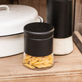 Orsina Luca Black Steel and Glass Food Storage Jar - 800ml Canister