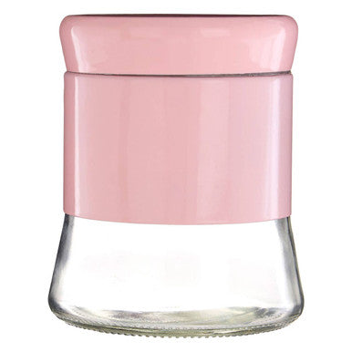 Orsina Luca Pink Steel and Glass Storage Jar - 800ml Kitchen Canister