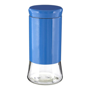 Orsina Luca Blue Glass and Stainless Steel Storage Jar - 1500ml