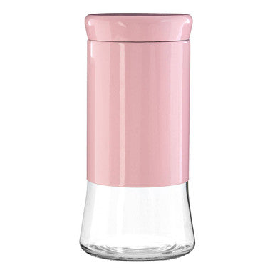 Orsina Luca Pink Steel and Glass Storage Jar | 1500ml Food Canister