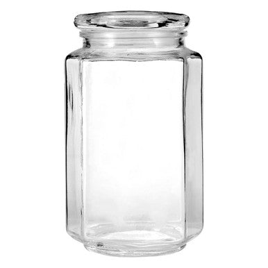 Orsina Abbie Hexagonal Glass Storage Jar – Clear Kitchen Spice Canister
